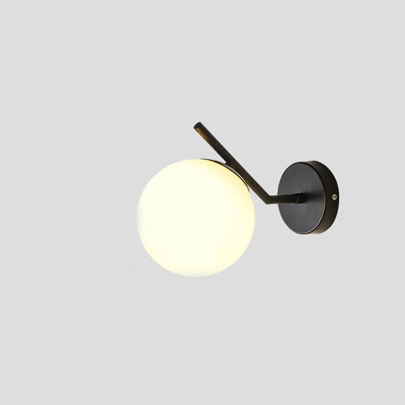 Minimalist Glass Ball Curve Lamp Arm 1-Light Wall Sconce
