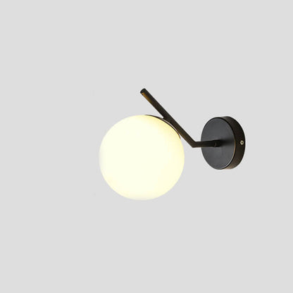 Minimalist Glass Ball Curve Lamp Arm 1-Light Wall Sconce