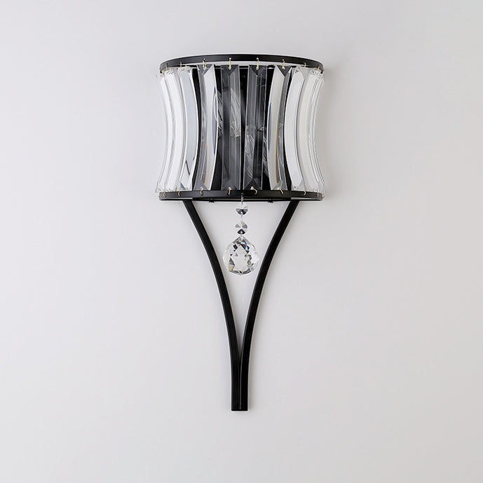 Half Triangle Iron Crystal 1-Light Wall Sconce Lamp