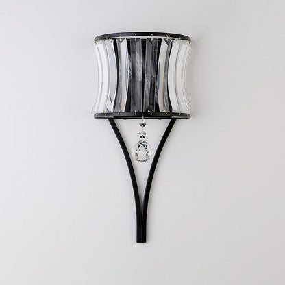 Half Triangle Iron Crystal 1-Light Wall Sconce Lamp