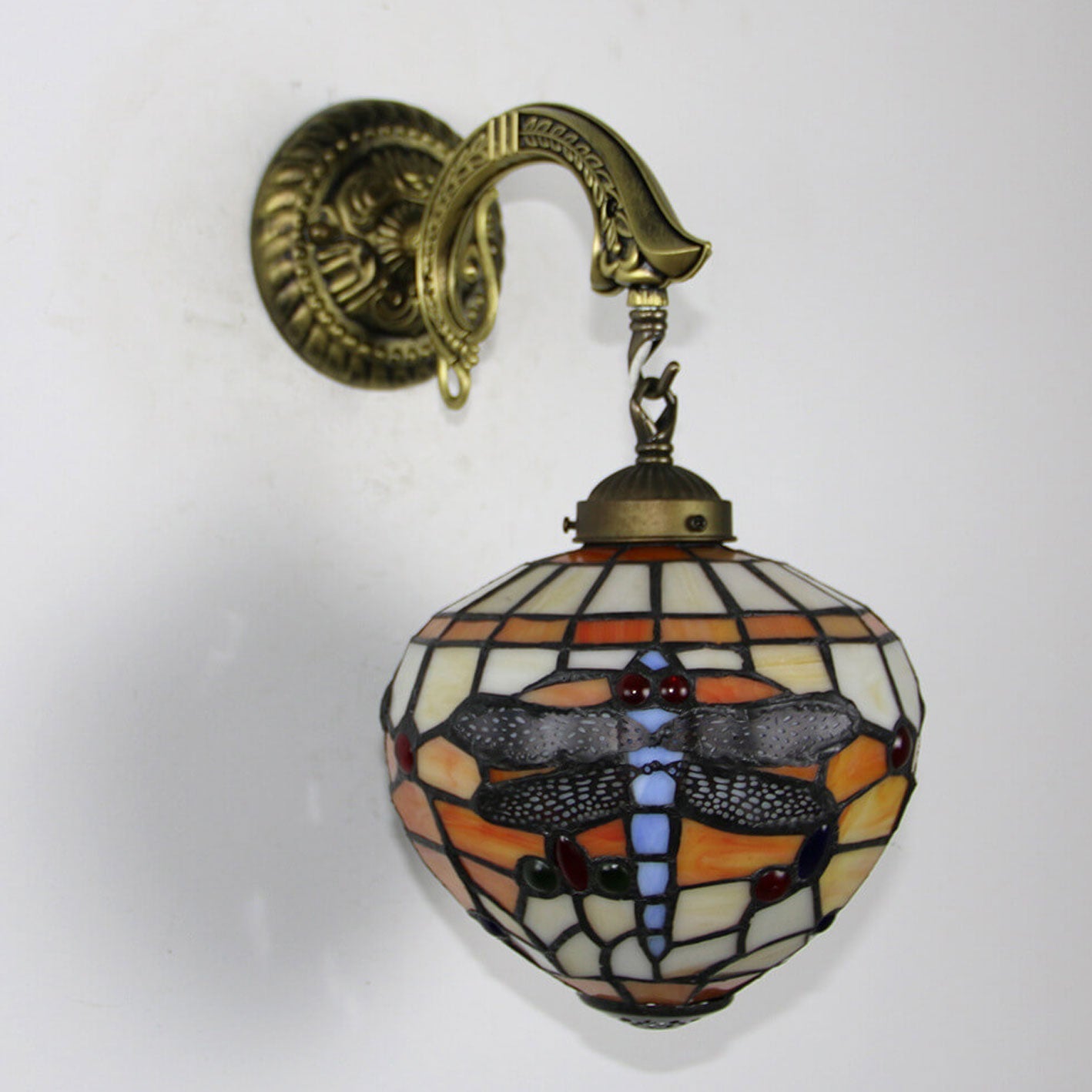 Tiffany Globe Stained Glass 1-Light Wall Sconce Lamp