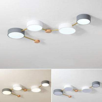Scandinavian Solid Wood Iron LED Flush Mount Ceiling Light
