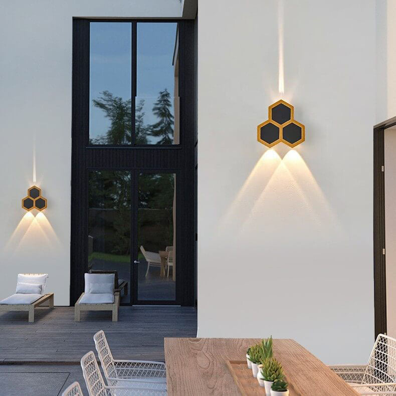 Outdoor Combination Black Gold LED Wall Sconce Lamp