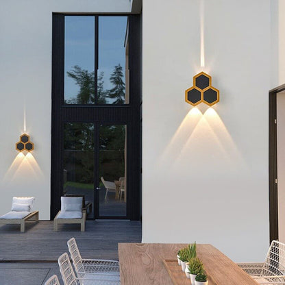 Outdoor Combination Black Gold LED Wall Sconce Lamp