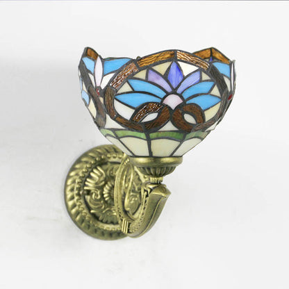 Tiffany Zinc Alloy Stained Glass 1-Light Wall Sconce Lamp