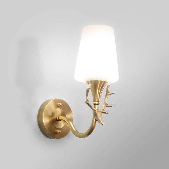 Full Exquisite Deer Head Design 1/2-Light Wall Sconce Lamp