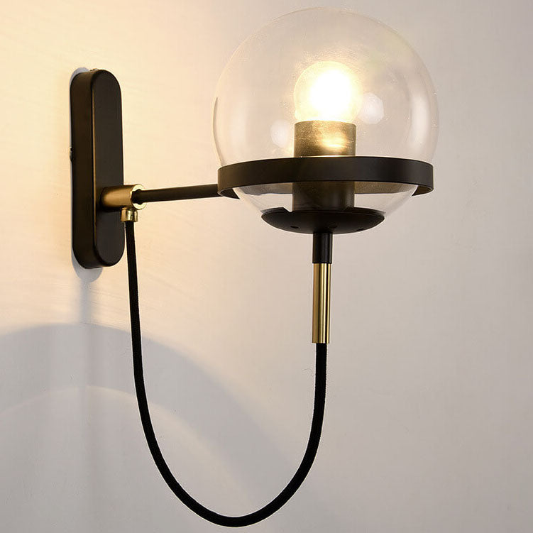 Round Electroplated Copper Glass 1-Light Wall Sconce Lamp
