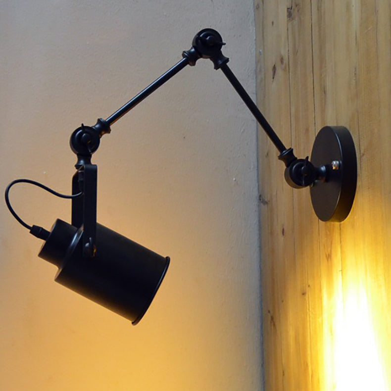 Cylinder Swing Arm Iron Aluminium 1-Light Wall Sconce Lamp