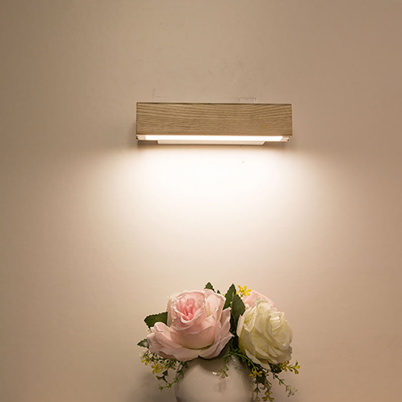 Scandinavian Solid Wood Iron LED Wall Sconce Lamp