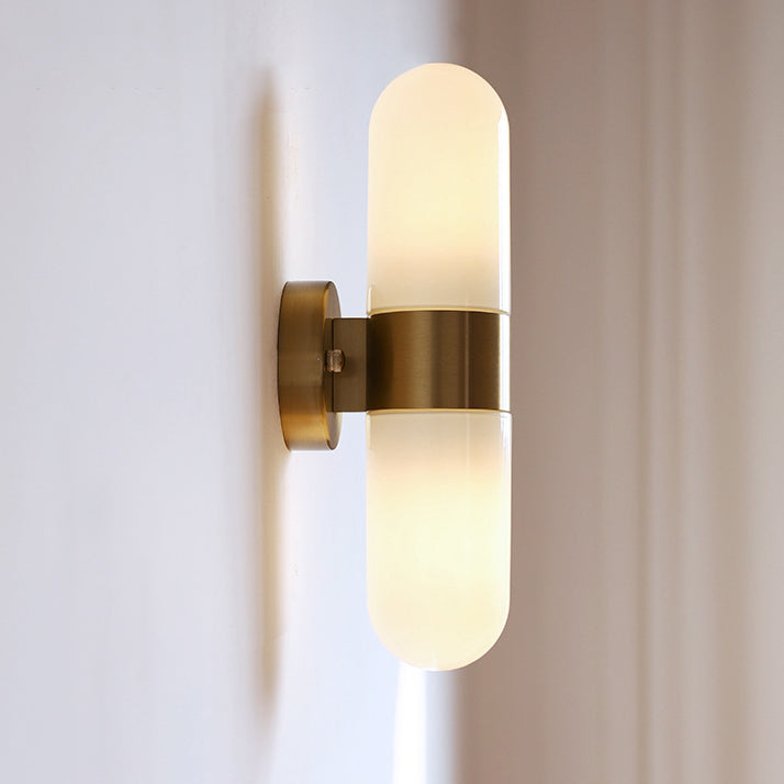 Minimalist Capsule Iron Glass 2-Light Wall Sconce Lamp