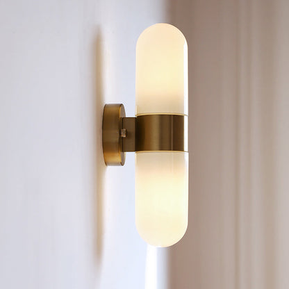 Minimalist Capsule Iron Glass 2-Light Wall Sconce Lamp