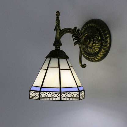 Tiffany Square Stained Glass 1-Light Wall Sconce Lamp