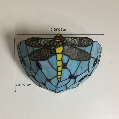 Tiffany Flower Dragonfly 1-Light Wall Sconce Lamp