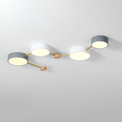Scandinavian Solid Wood Iron LED Flush Mount Ceiling Light
