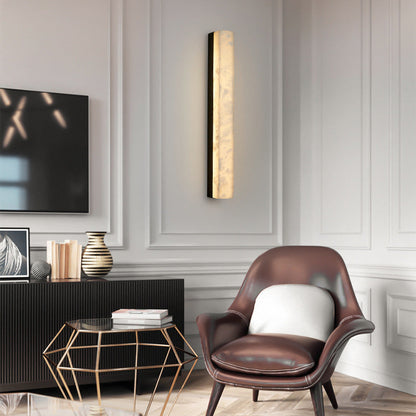 Modern Minimalist Strip Copper Marble LED Wall Sconce Lamp