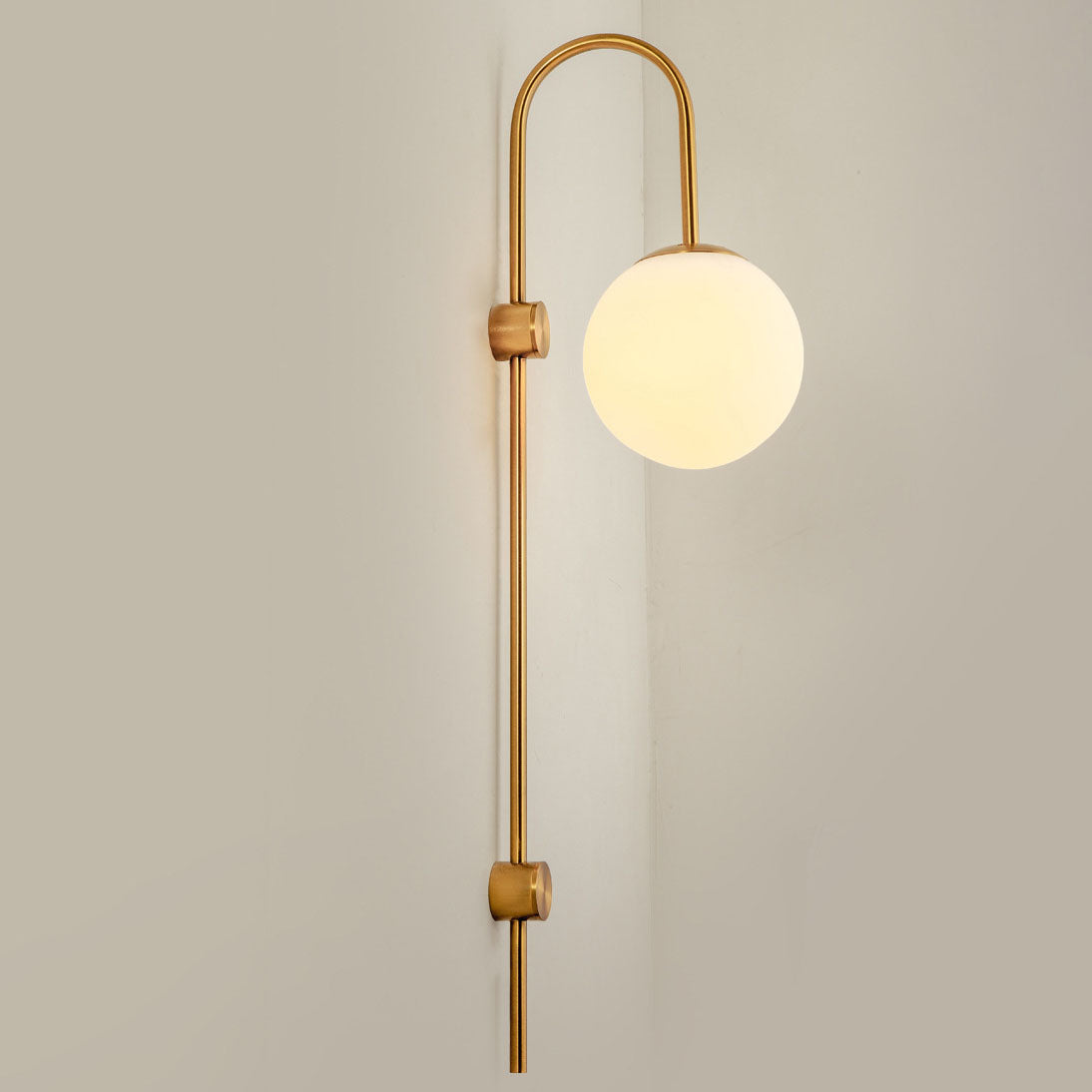Iron Glass Round Ball Long Pole 1-Light Wall Sconce Lamp