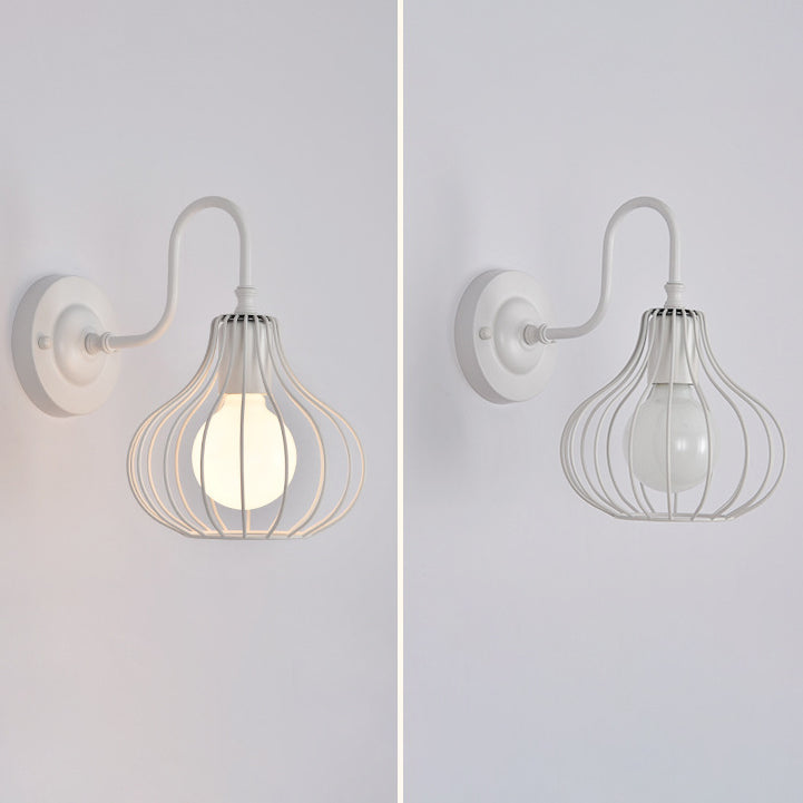 Iron Frame Pumpkin Shape 1-Light Wall Sconce Lamp