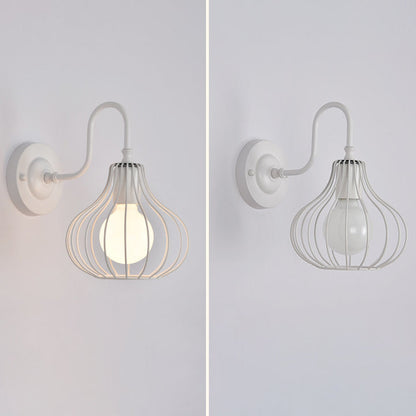 Iron Frame Pumpkin Shape 1-Light Wall Sconce Lamp