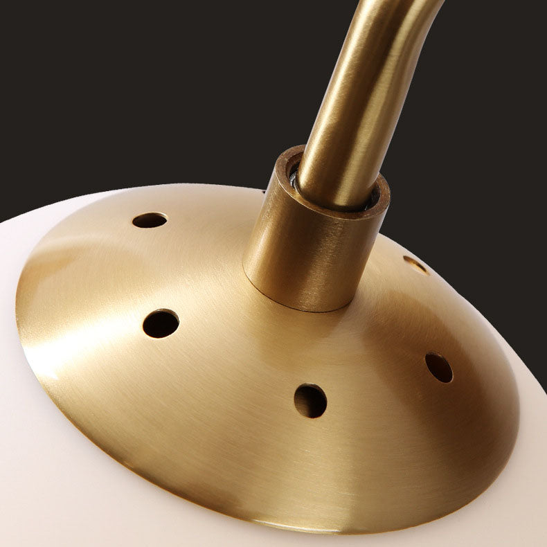 Walnut Brass Glass Round Orb 1-Light Wall Sconce Lamp