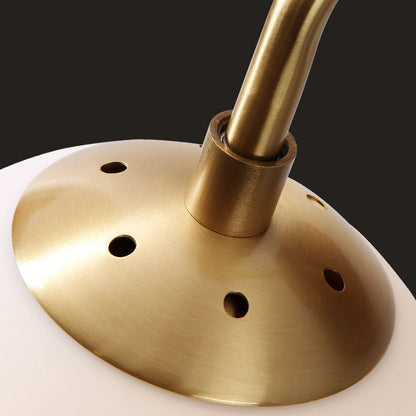 Walnut Brass Glass Round Orb 1-Light Wall Sconce Lamp
