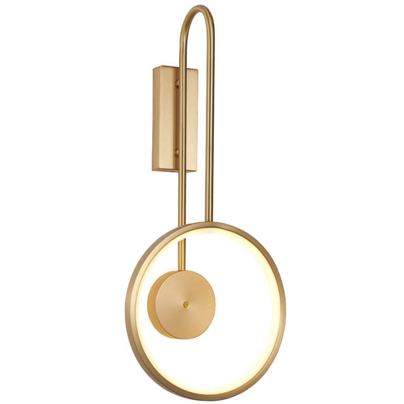 Light Full Copper Circle Curved Arm LED Wall Sconce Lamp
