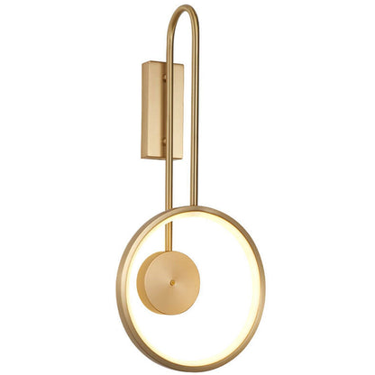 Light Full Copper Circle Curved Arm LED Wall Sconce Lamp