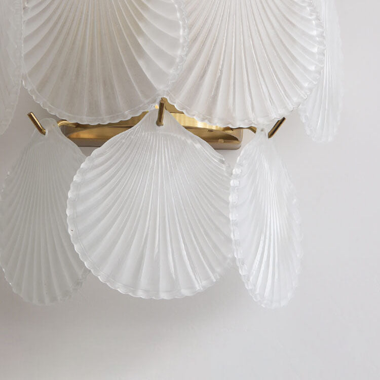 French Hardware Glass Shell 2-Light Wall Sconce Lamp