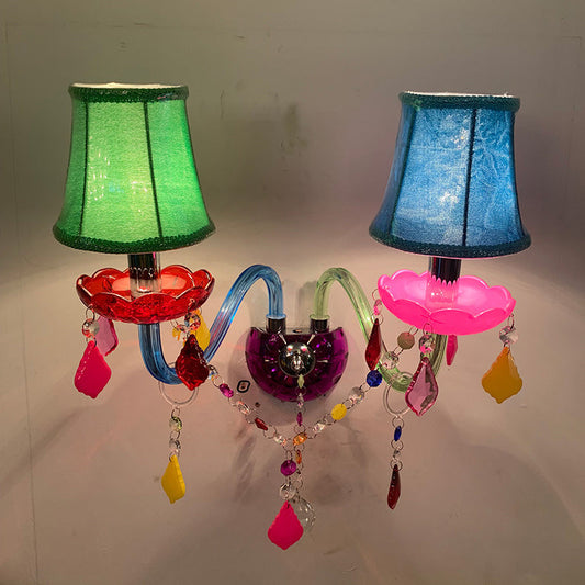 Kids Candlestick Holder Flower 2-Light Wall Sconce Lamp