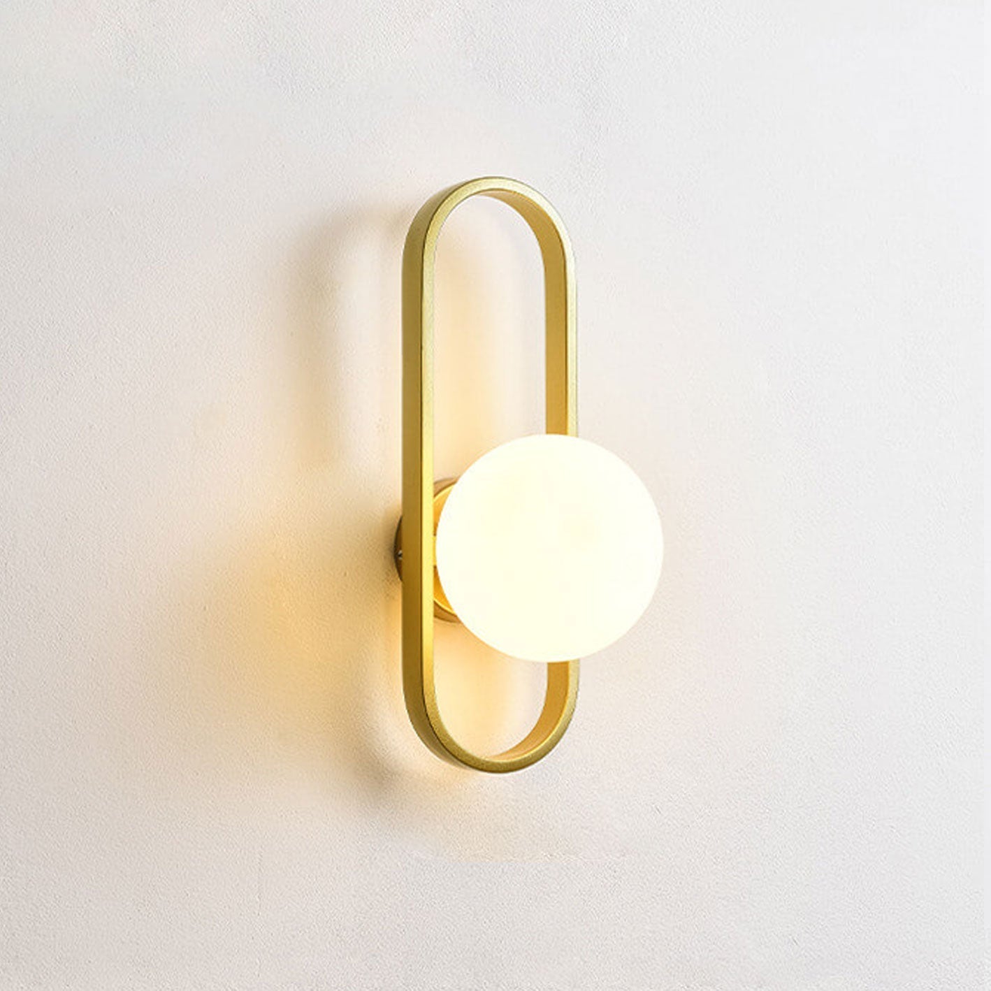Minimalist Oval Ring Iron Glass 1-Light Wall Sconce Lamp