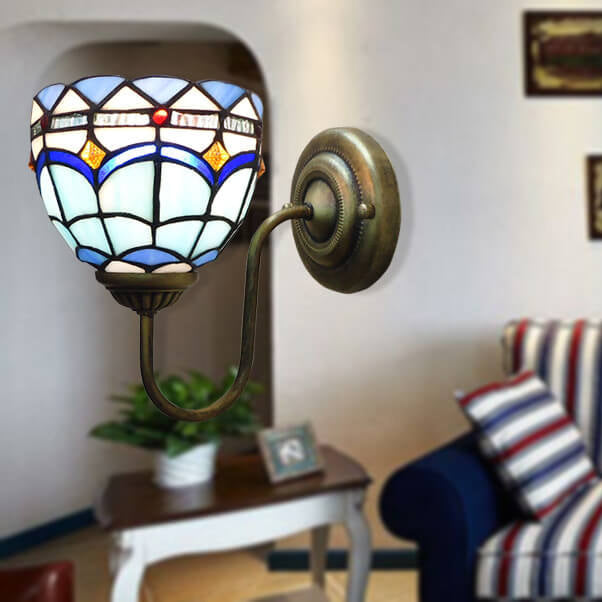 Tiffany Resin Glass Flower Shape 1-Light Wall Sconce Lamp