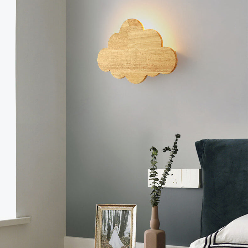 Nordic Minimalist Cloud Wood 1-Light Wall Sconce Lamp