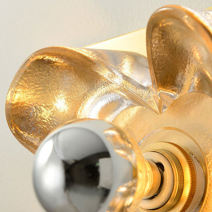 Round Square Clover Copper Glass 1-Light Wall Sconce Lamp