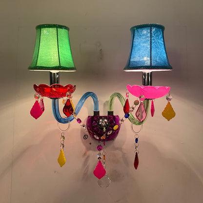 Kids Candlestick Holder Flower 2-Light Wall Sconce Lamp