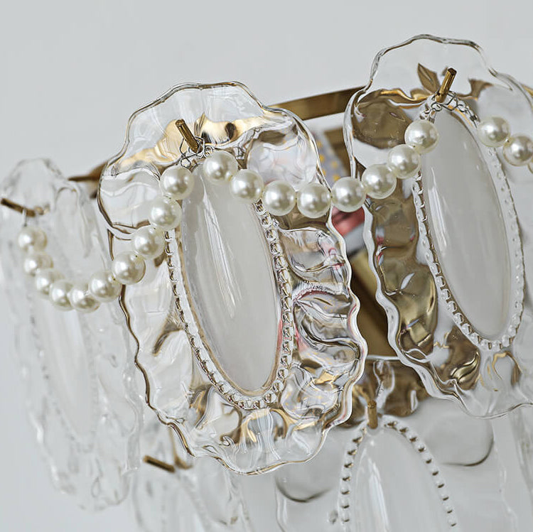 Gold Pearl Water Grain Glass Sheet 2-Light Wall Sconce Lamp
