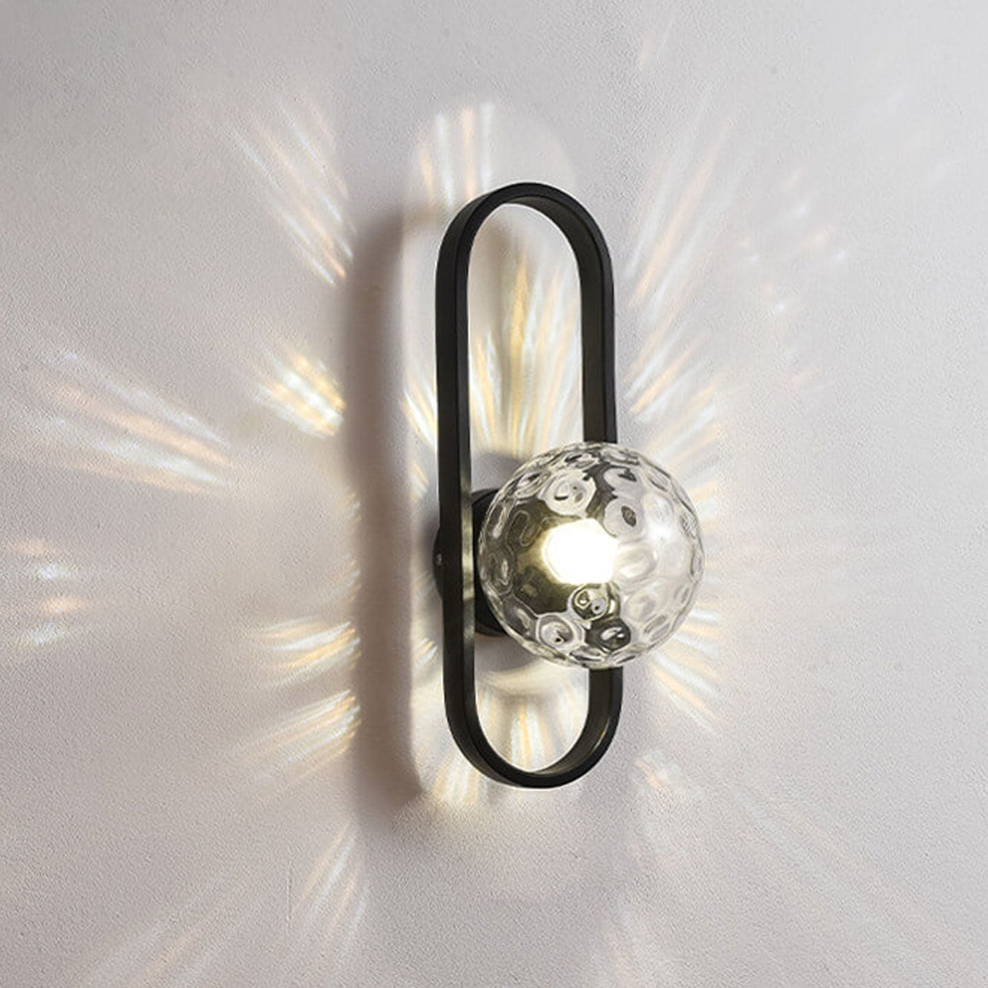 Minimalist Oval Ring Iron Glass 1-Light Wall Sconce Lamp