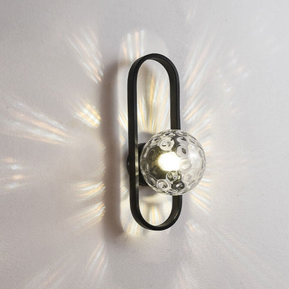 Minimalist Oval Ring Iron Glass 1-Light Wall Sconce Lamp