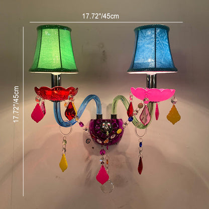 Kids Candlestick Holder Flower 2-Light Wall Sconce Lamp
