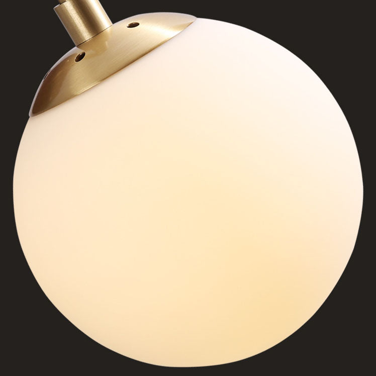 Walnut Brass Glass Round Orb 1-Light Wall Sconce Lamp