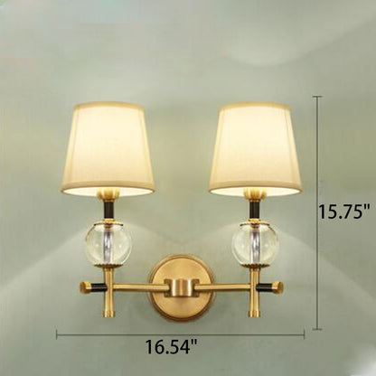 Modern American Brass Fabric 1/2 Light Wall Sconce Lamp