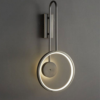 Light Full Copper Circle Curved Arm LED Wall Sconce Lamp