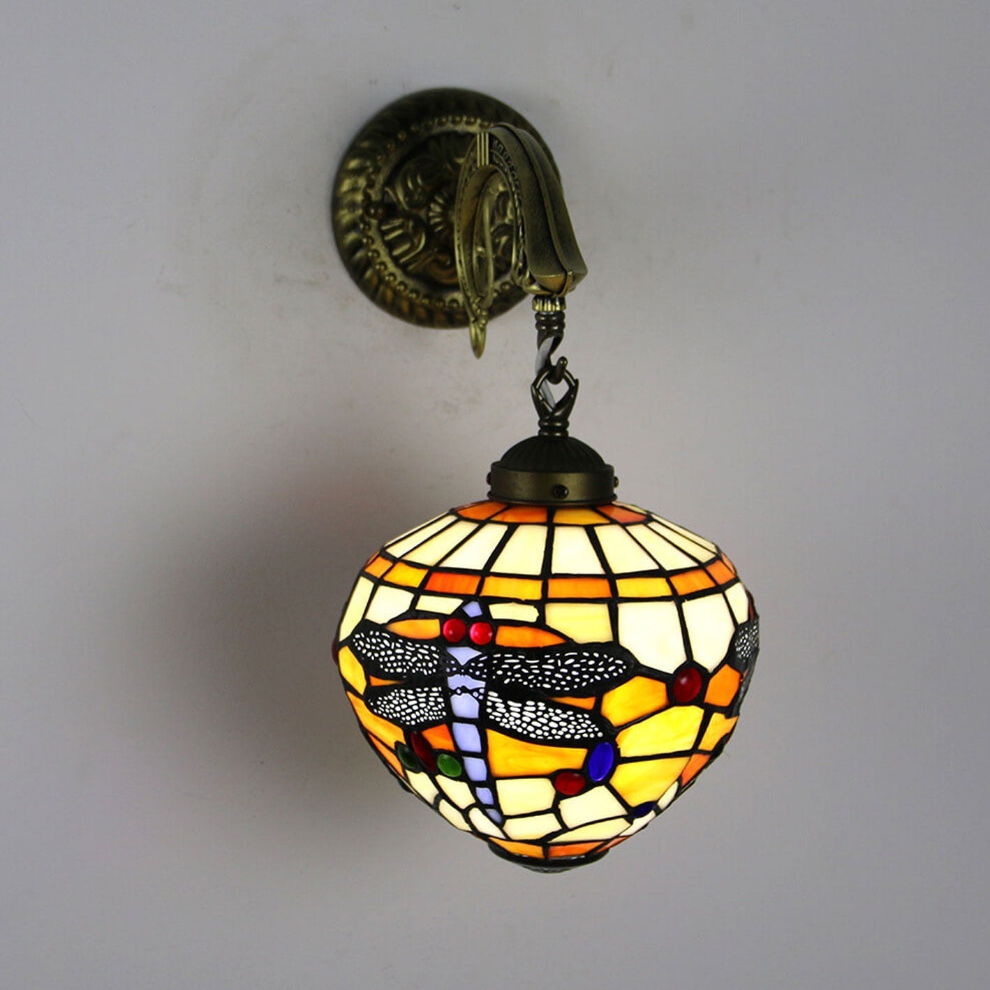 Tiffany Globe Stained Glass 1-Light Wall Sconce Lamp
