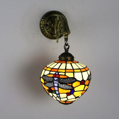 Tiffany Globe Stained Glass 1-Light Wall Sconce Lamp