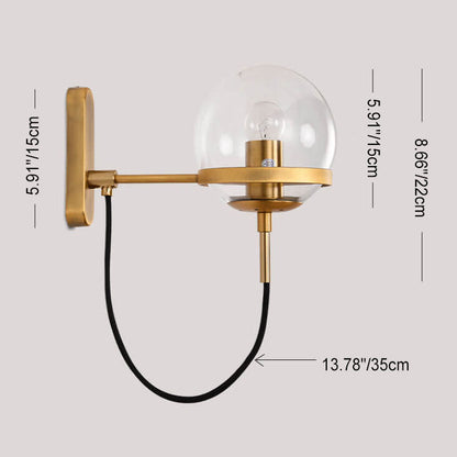 Round Electroplated Copper Glass 1-Light Wall Sconce Lamp