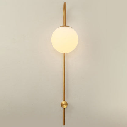 Iron Glass Round Ball Long Pole 1-Light Wall Sconce Lamp