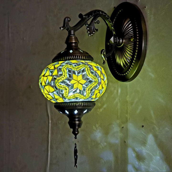 European Exotic Cracked Glass 1-Light Wall Sconce Lamp
