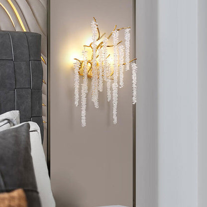 Light Luxury Tree Branch Crystal 3-Light Wall Sconce Lamp