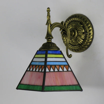Tiffany Square Stained Glass 1-Light Wall Sconce Lamp