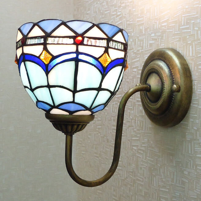 Tiffany Resin Glass Flower Shape 1-Light Wall Sconce Lamp