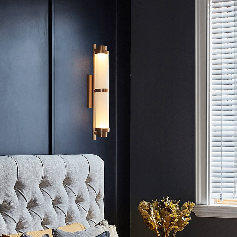 Cylindrical Stainless Steel Rose Gold LED Wall Sconce Lamp