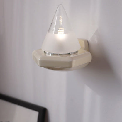 Minimalist Cone Iron Ceramic Glass 1-Light Wall Sconce Lamp